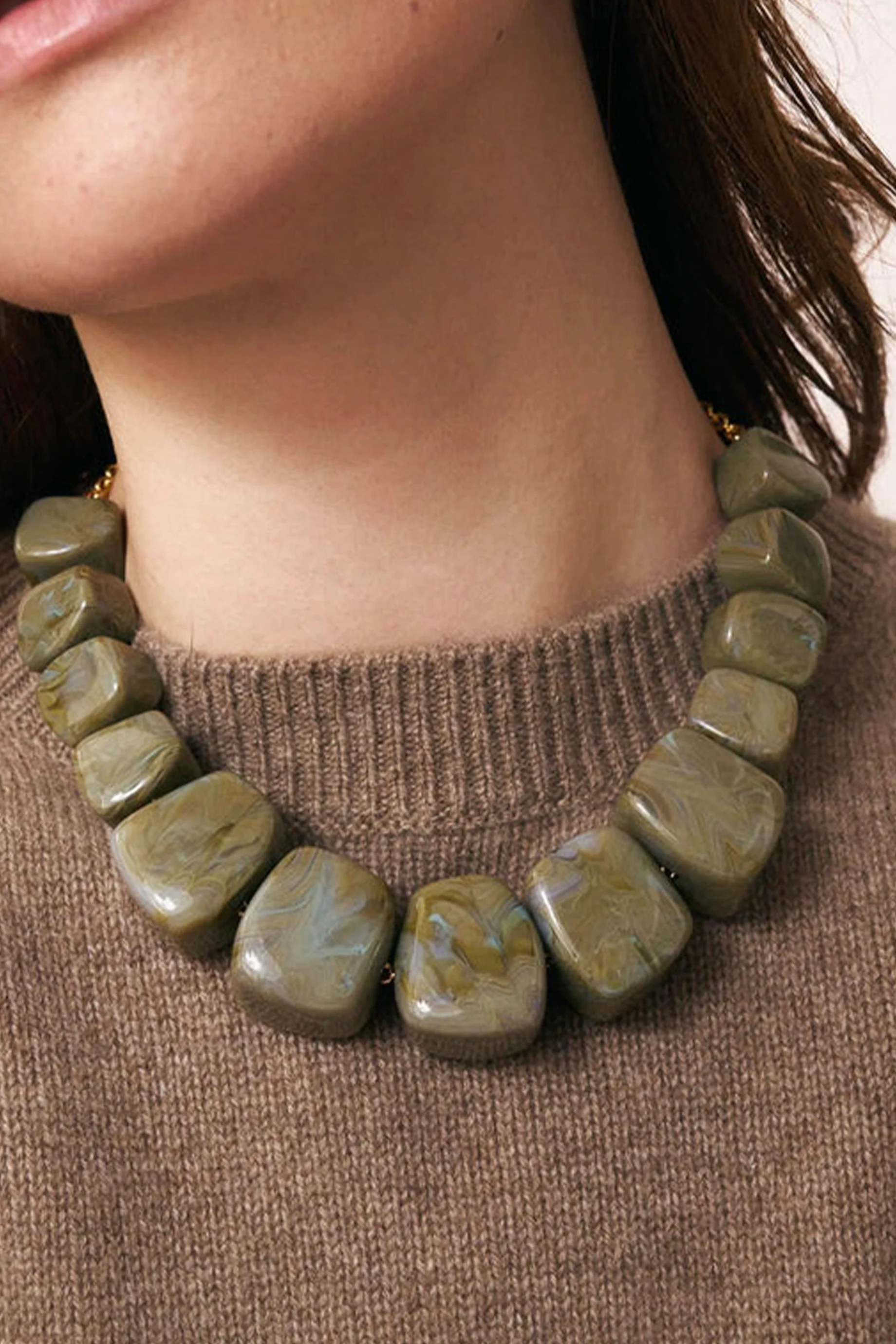 Vanessa Baroni Shaped Necklace - Olive - Image 3
