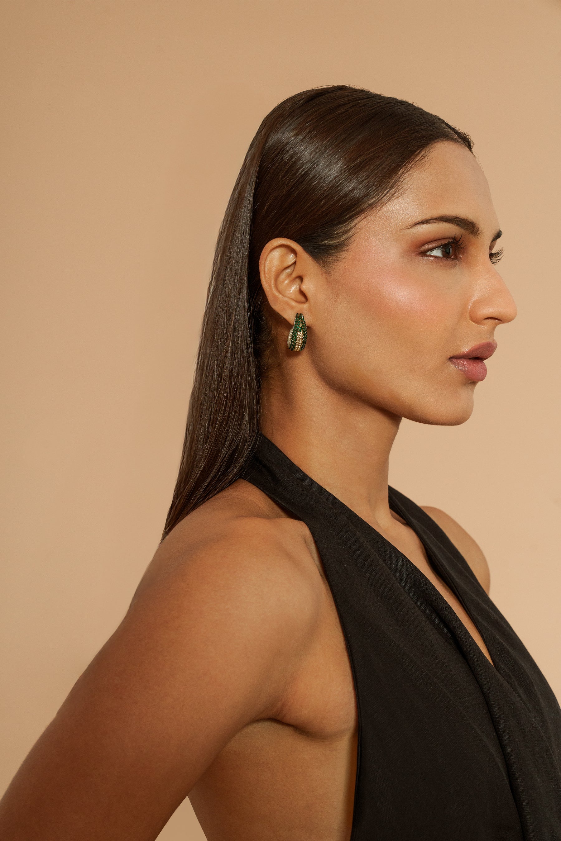 Deepa Gurnani Biles Earrings - Emerald - Image 2
