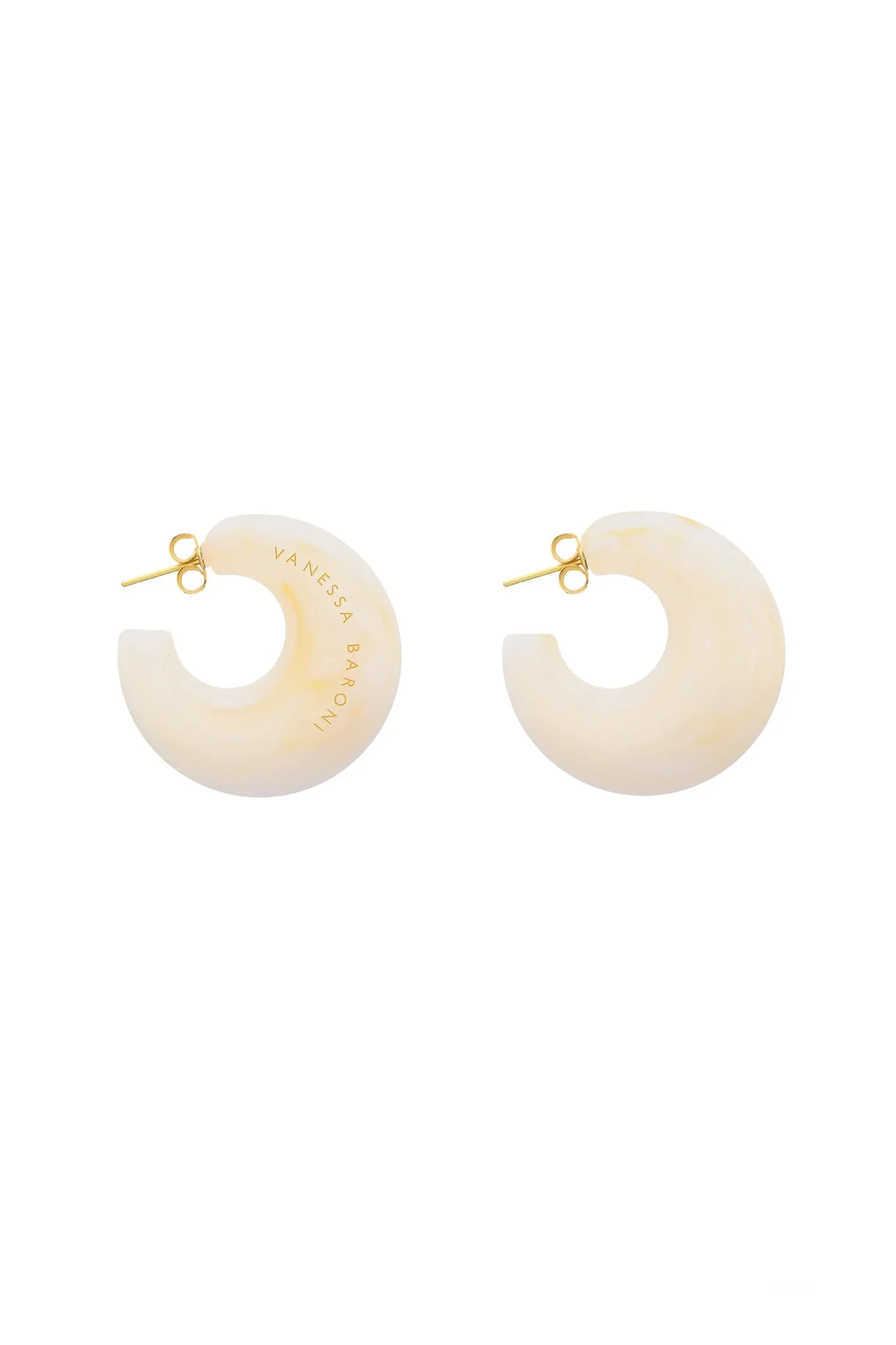 Vanessa Baroni Moon Earrings - Pearl Marble
