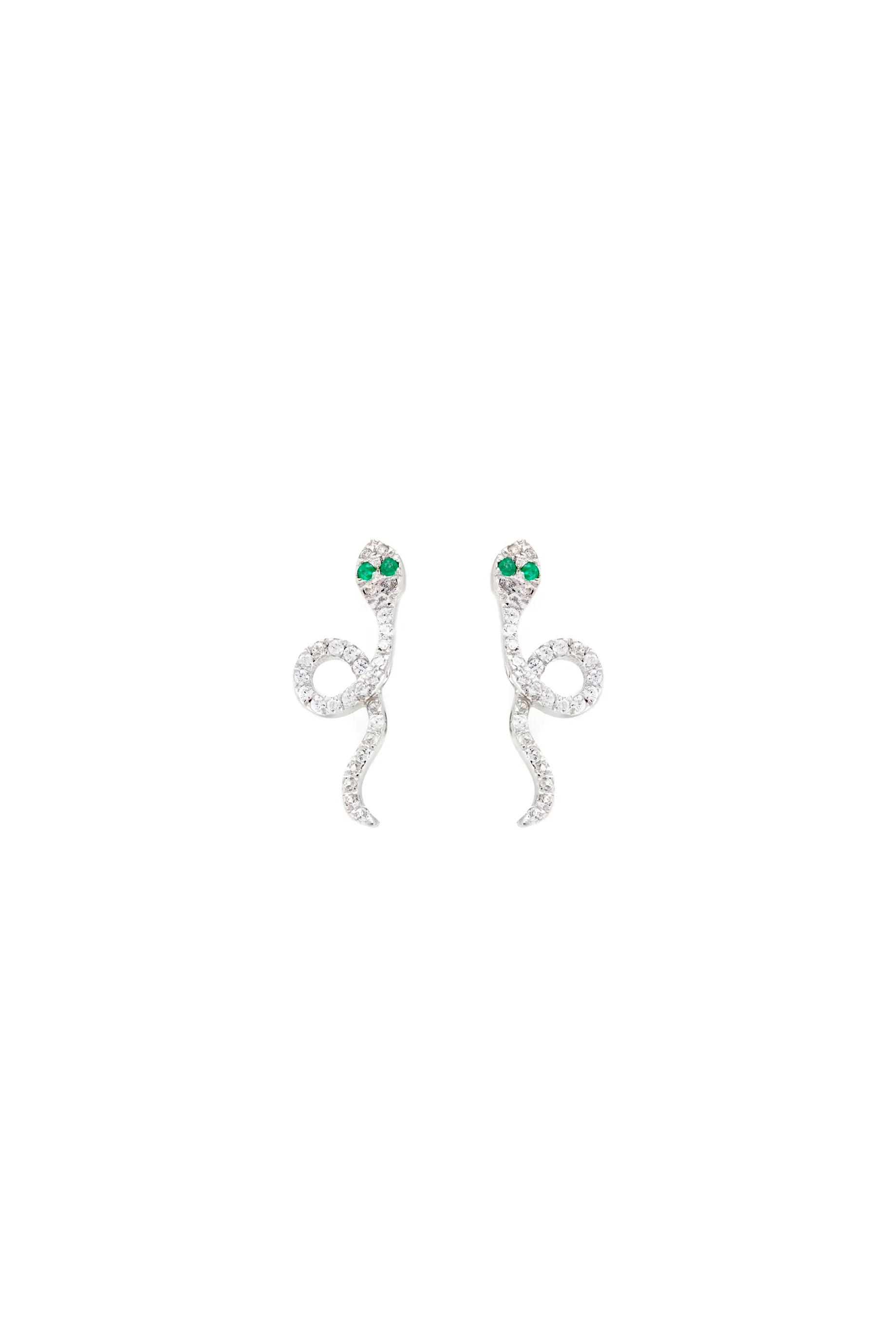 Alouette Design Diamond Snake Studs - White