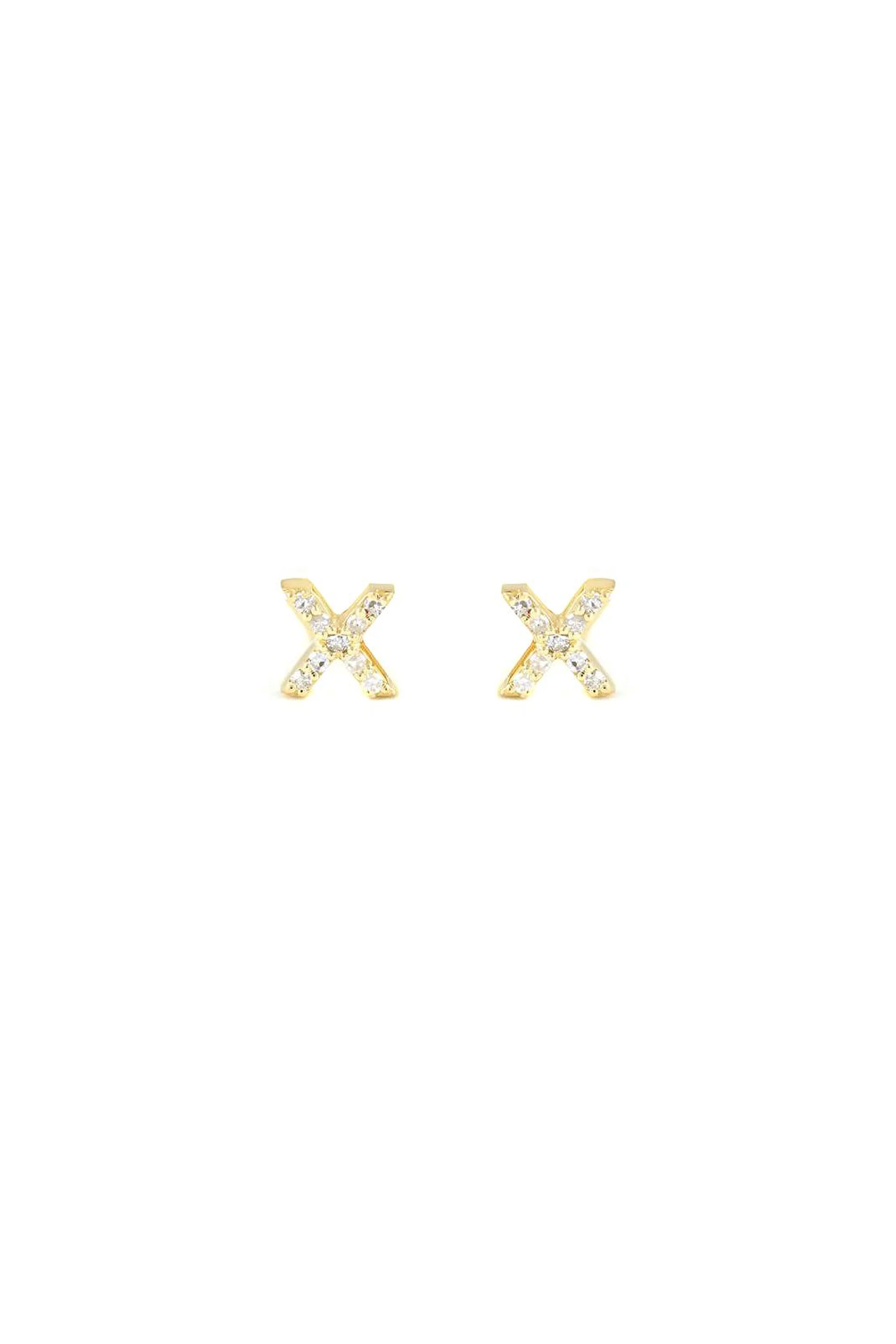 Alouette Design Diamond Cross Studs - White